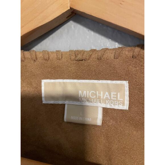 Michael Kors Jacket Womens Large Suede Leather Open Front Boho Detail - Picture 3 of 9